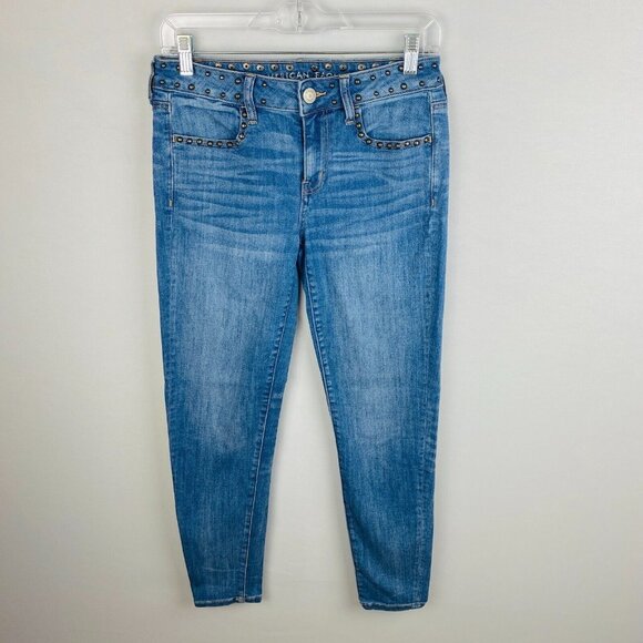American Eagle Jegging Jeans Women's Size 6 Short Next Level Stretch Studded - Picture 1 of 13